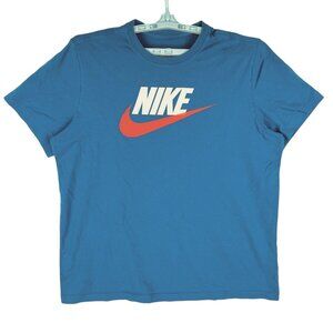 Nike Men's Blue Short Sleeve Tee Shirt XL Logo Front 100% Cotton